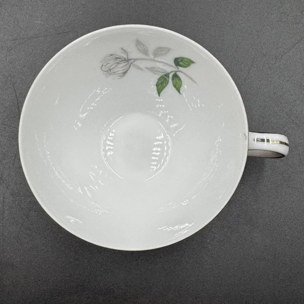 Vintage Sone China Platinum Trim Floral Teacup & Saucer Collectible Porcelain